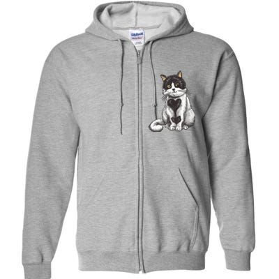 Cat Heart Cute Full Zip Hoodie