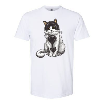 Cat Heart Cute Softstyle CVC T-Shirt