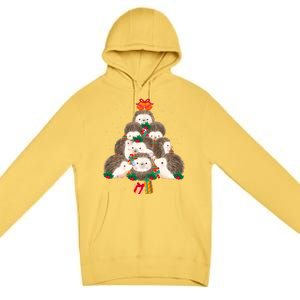 Cute Hedgehog Christmas Tree Funny Pajamas Xmas For Family Premium Pullover Hoodie