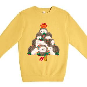 Cute Hedgehog Christmas Tree Funny Pajamas Xmas For Family Premium Crewneck Sweatshirt