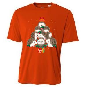 Cute Hedgehog Christmas Tree Funny Pajamas Xmas For Family Cooling Performance Crew T-Shirt