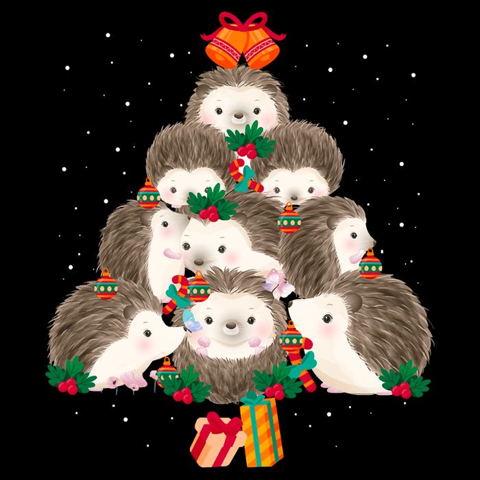 Cute Hedgehog Christmas Tree Funny Pajamas Xmas For Family City Backpack
