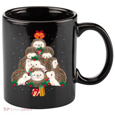 Cute Hedgehog Christmas Tree Funny Pajamas Xmas For Family 11oz C Handle Ceramic Mug