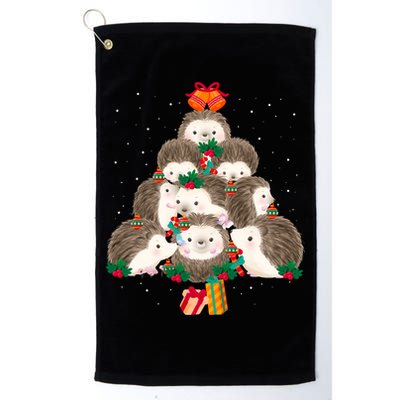Cute Hedgehog Christmas Tree Funny Pajamas Xmas For Family Golf Towel