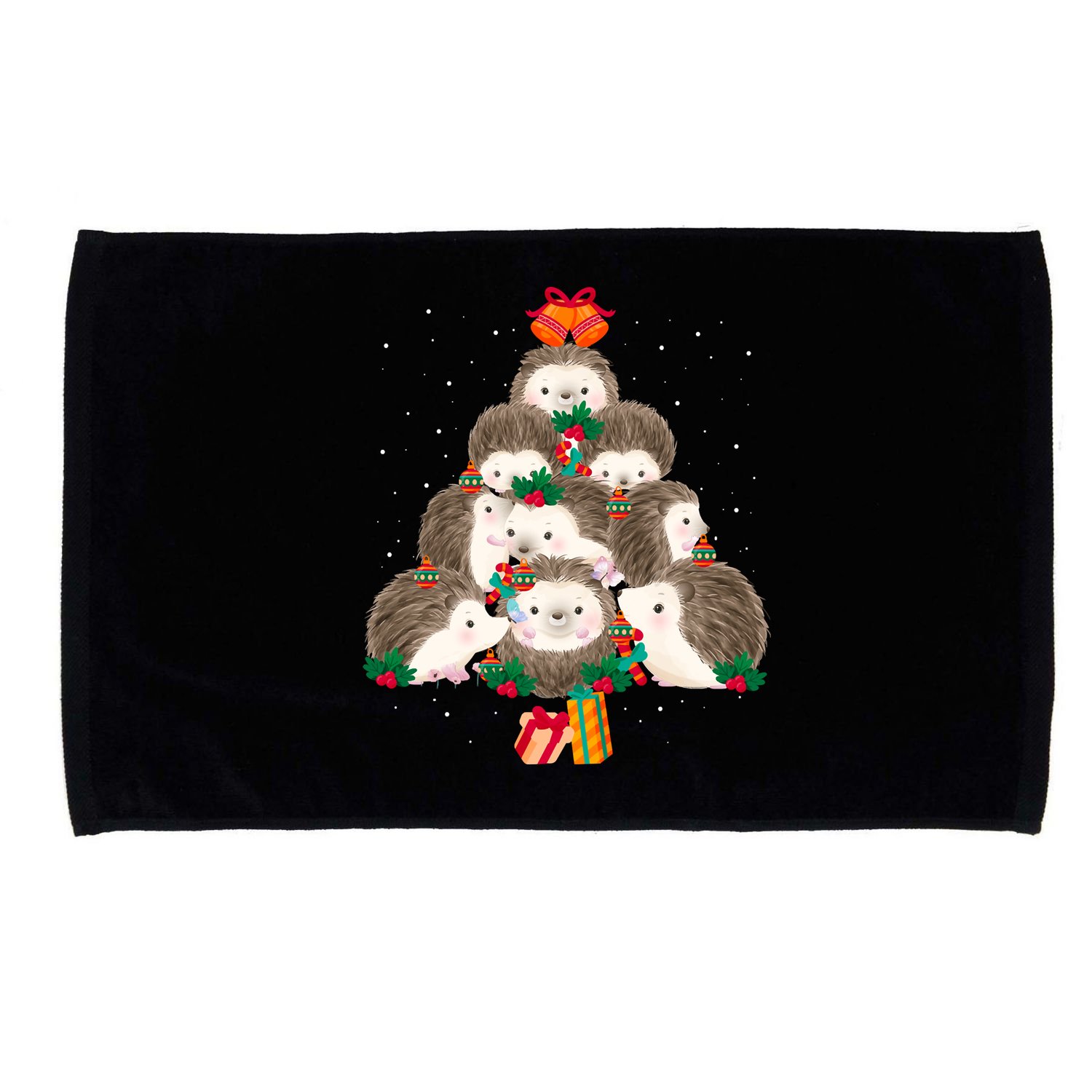 Cute Hedgehog Christmas Tree Funny Pajamas Xmas For Family Microfiber Hand Towel