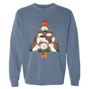 Cute Hedgehog Christmas Tree Funny Pajamas Xmas For Family Garment-Dyed Sweatshirt