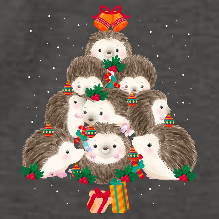 Cute Hedgehog Christmas Tree Funny Pajamas Xmas For Family Vector Backpack