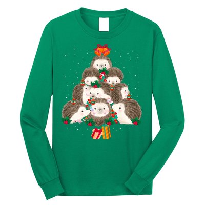 Cute Hedgehog Christmas Tree Funny Pajamas Xmas For Family Long Sleeve Shirt