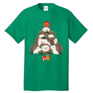 Cute Hedgehog Christmas Tree Funny Pajamas Xmas For Family Tall T-Shirt