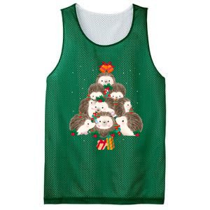 Cute Hedgehog Christmas Tree Funny Pajamas Xmas For Family Mesh Reversible Basketball Jersey Tank