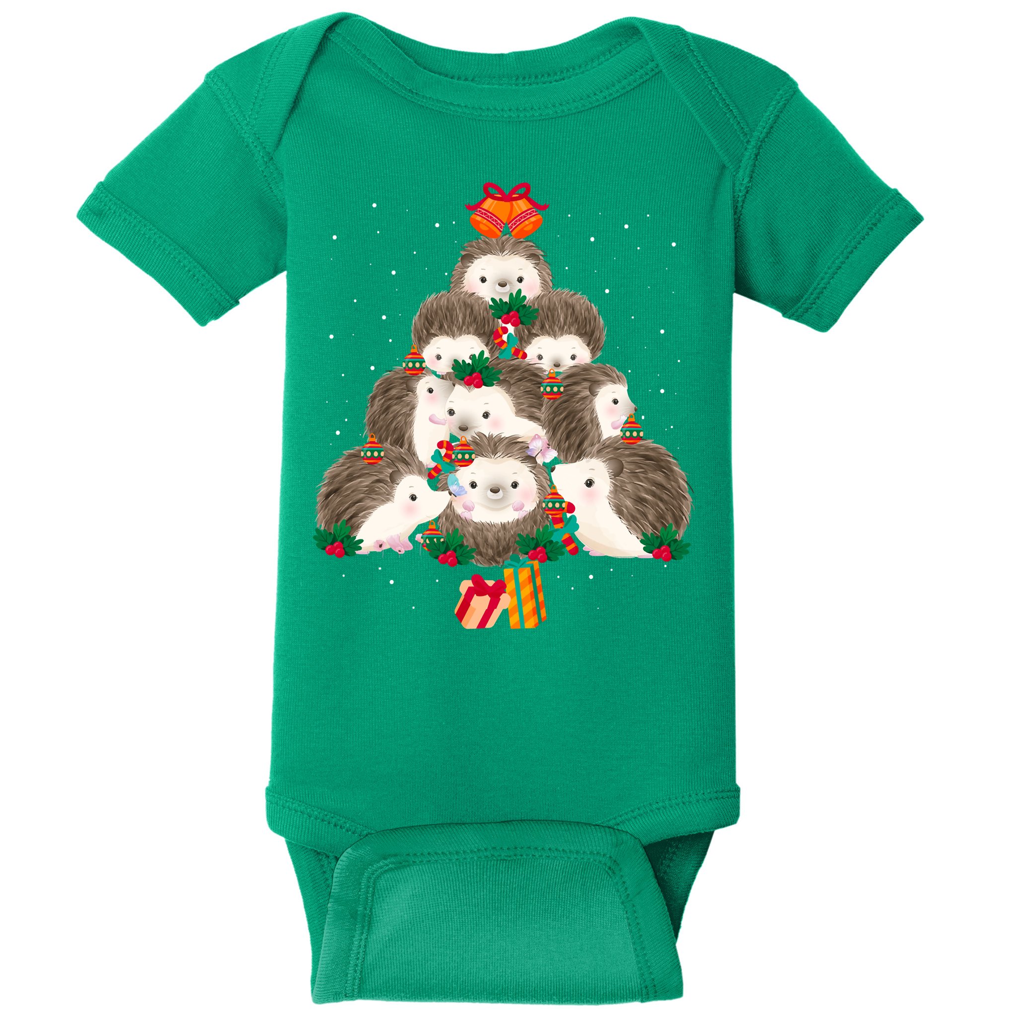 Cute Hedgehog Christmas Tree Funny Pajamas Xmas For Family Baby Bodysuit