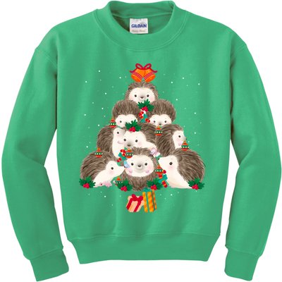 Cute Hedgehog Christmas Tree Funny Pajamas Xmas For Family Kids Sweatshirt