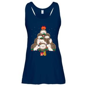 Cute Hedgehog Christmas Tree Funny Pajamas Xmas For Family Ladies Essential Flowy Tank