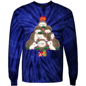 Cute Hedgehog Christmas Tree Funny Pajamas Xmas For Family Tie-Dye Long Sleeve Shirt