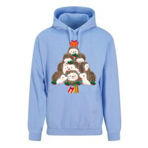 Cute Hedgehog Christmas Tree Funny Pajamas Xmas For Family Unisex Surf Hoodie