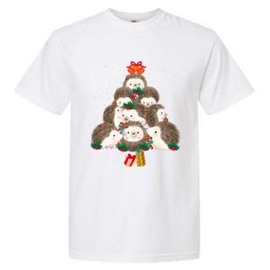 Cute Hedgehog Christmas Tree Funny Pajamas Xmas For Family Garment-Dyed Heavyweight T-Shirt