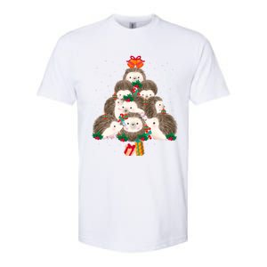 Cute Hedgehog Christmas Tree Funny Pajamas Xmas For Family Softstyle CVC T-Shirt