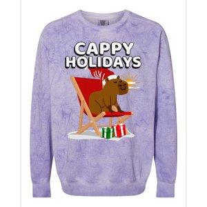 Cappy Holidays Christmas Capybara Funny Capybara Christmas Colorblast Crewneck Sweatshirt