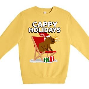 Cappy Holidays Christmas Capybara Funny Capybara Christmas Premium Crewneck Sweatshirt