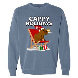 Cappy Holidays Christmas Capybara Funny Capybara Christmas Garment-Dyed Sweatshirt