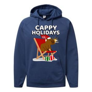 Cappy Holidays Christmas Capybara Funny Capybara Christmas Performance Fleece Hoodie