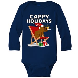 Cappy Holidays Christmas Capybara Funny Capybara Christmas Baby Long Sleeve Bodysuit