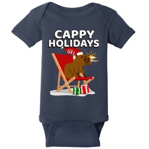 Cappy Holidays Christmas Capybara Funny Capybara Christmas Baby Bodysuit