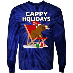 Cappy Holidays Christmas Capybara Funny Capybara Christmas Tie-Dye Long Sleeve Shirt