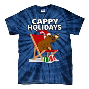 Cappy Holidays Christmas Capybara Funny Capybara Christmas Tie-Dye T-Shirt