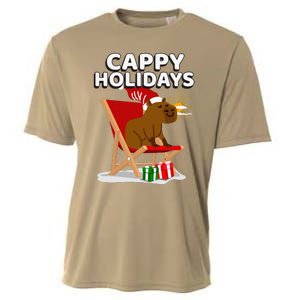 Cappy Holidays Christmas Capybara Funny Capybara Christmas Cooling Performance Crew T-Shirt