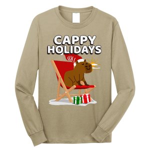 Cappy Holidays Christmas Capybara Funny Capybara Christmas Long Sleeve Shirt