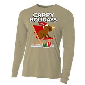 Cappy Holidays Christmas Capybara Funny Capybara Christmas Cooling Performance Long Sleeve Crew