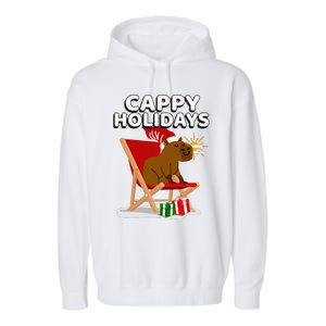 Cappy Holidays Christmas Capybara Funny Capybara Christmas Garment-Dyed Fleece Hoodie