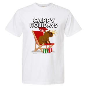 Cappy Holidays Christmas Capybara Funny Capybara Christmas Garment-Dyed Heavyweight T-Shirt