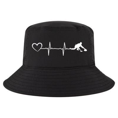 Curling Heartbeat Curling Ekg Heartline Curler Ice Curling Gift Cool Comfort Performance Bucket Hat