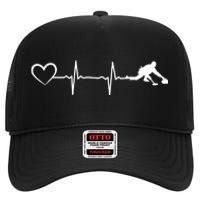 Curling Heartbeat Curling Ekg Heartline Curler Ice Curling Gift High Crown Mesh Back Trucker Hat