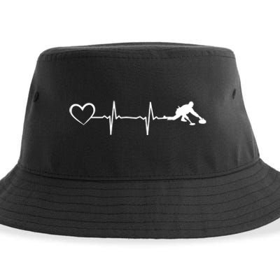 Curling Heartbeat Curling Ekg Heartline Curler Ice Curling Gift Sustainable Bucket Hat