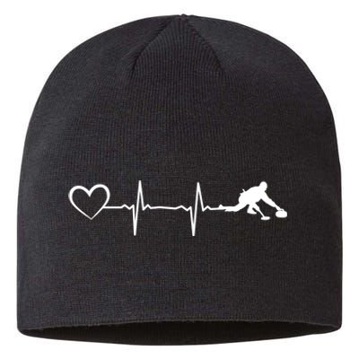 Curling Heartbeat Curling Ekg Heartline Curler Ice Curling Gift Sustainable Beanie