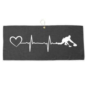 Curling Heartbeat Curling Ekg Heartline Curler Ice Curling Gift Large Microfiber Waffle Golf Towel