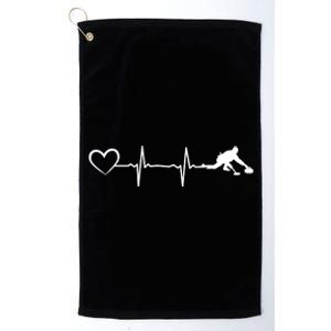 Curling Heartbeat Curling Ekg Heartline Curler Ice Curling Gift Platinum Collection Golf Towel