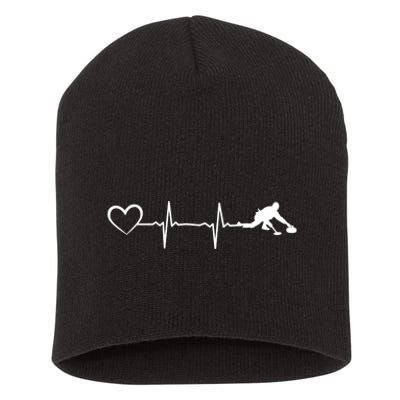 Curling Heartbeat Curling Ekg Heartline Curler Ice Curling Gift Short Acrylic Beanie