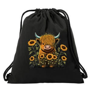 Cute Highland Cattle Cow Funny Highland Cow Drawstring Bag