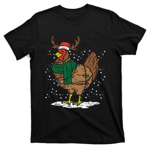 Christmas Hen Chicken Santa Hat Farmer Xmas Farm T-Shirt