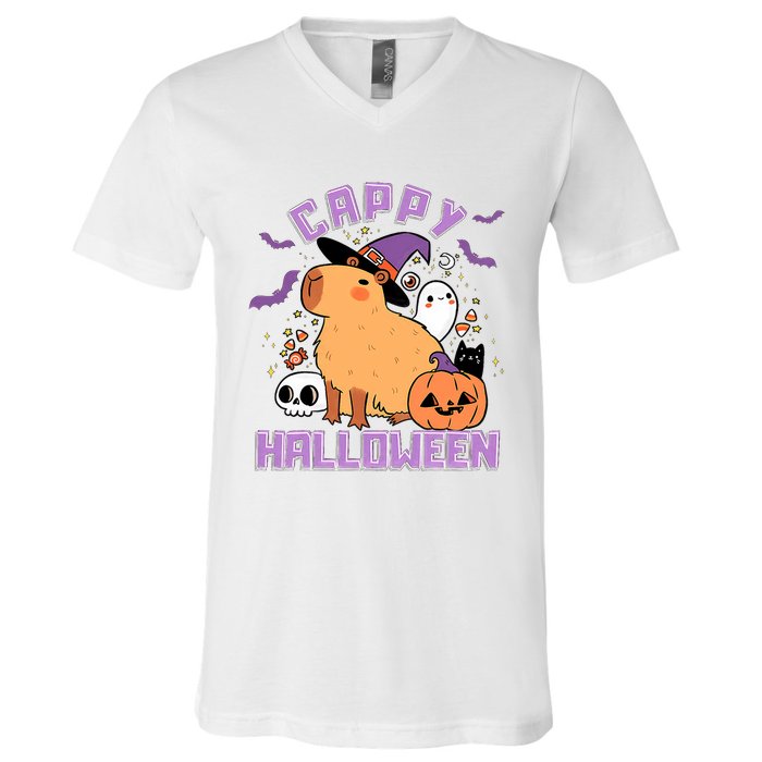 Cappy Halloween Cute Capybara Halloween V-Neck T-Shirt