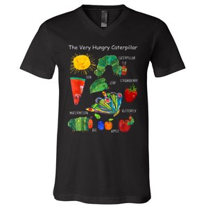 Cute Hungry Caterpillar Teacher Kindergarten Back To School V-Neck T-Shirt