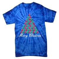 Christmas Holiday Cat Paws Tree Gift Tie-Dye T-Shirt