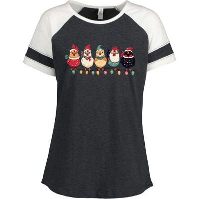 Christmas Holiday Cute Xmas Chicken Matching Team Holiday Enza Ladies Jersey Colorblock Tee