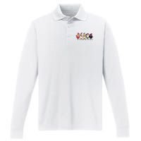 Christmas Holiday Cute Xmas Chicken Matching Team Holiday Performance Long Sleeve Polo