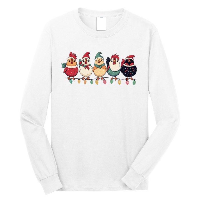 Christmas Holiday Cute Xmas Chicken Matching Team Holiday Long Sleeve Shirt