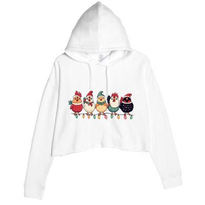 Christmas Holiday Cute Xmas Chicken Matching Team Holiday Crop Fleece Hoodie